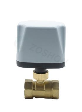 二通两线一控电动球阀黄VPX铜阀门型电动阀水阀阀微道电管磁控制