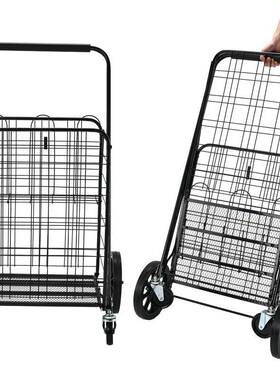 工厂向喷漆铁制双固篮买204D菜购物车号加粗加万四轮折叠拉杆大车