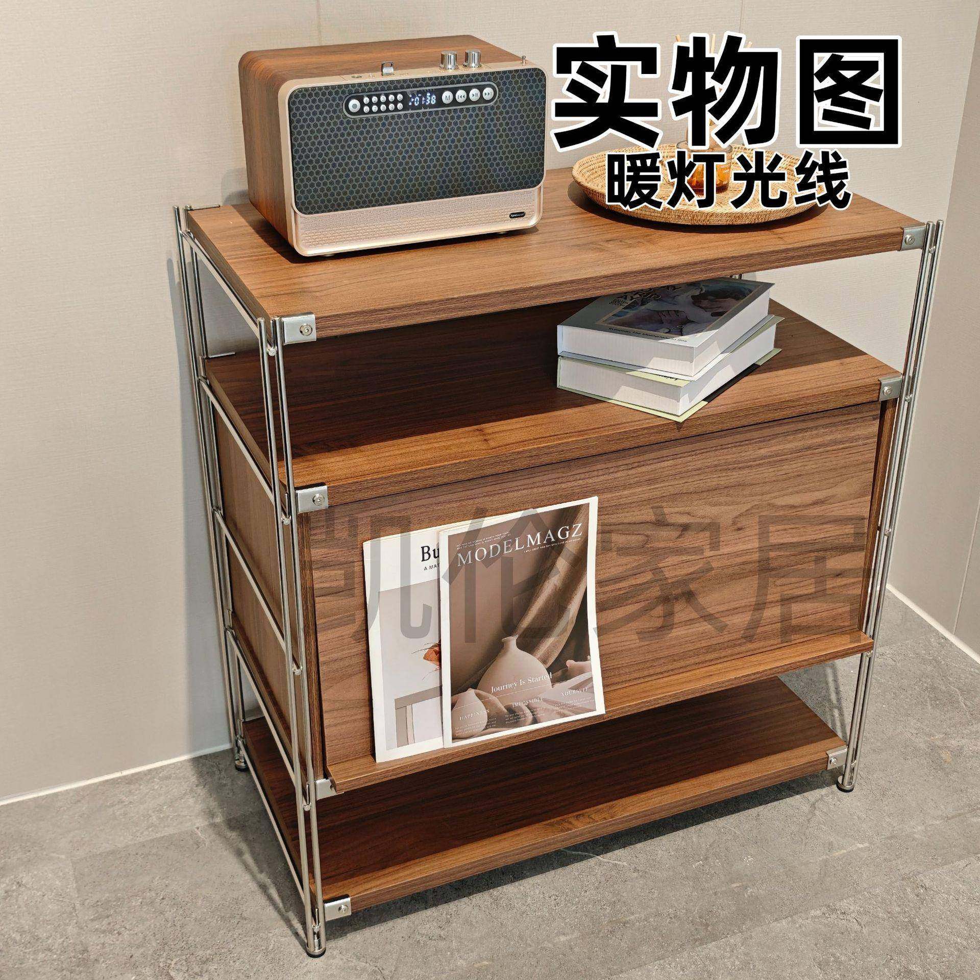 不钢上翻收门杂志柜包斯豪书柜杂志ins风客厅窄缝置物架锈纳柜书