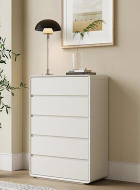 奶油五六斗柜实木烤漆白色EJU轻奢简约风现床代储卧物柜室收纳尾