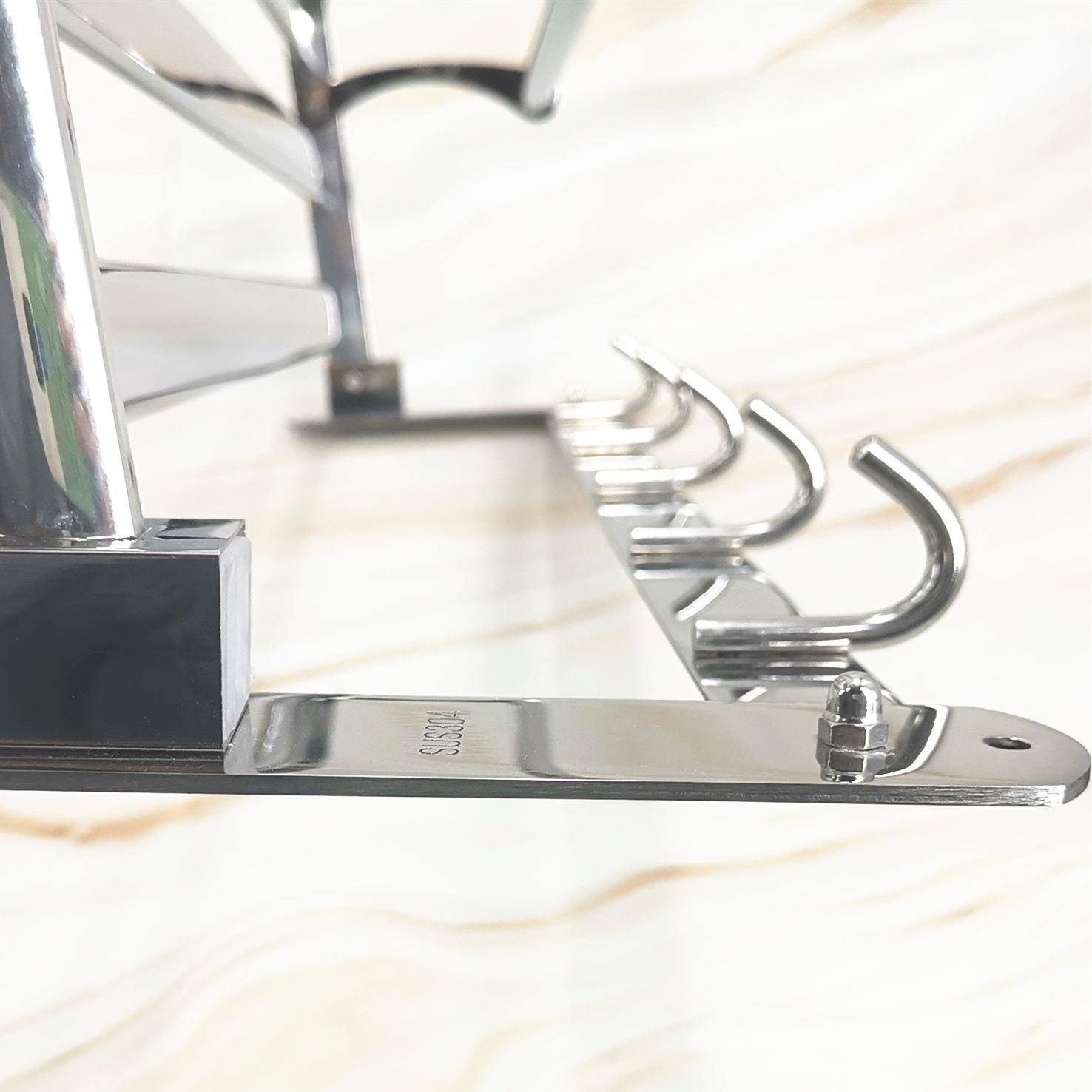 30室不锈钢卫生间浴巾架实心底座扁浴挂4件管方580管活动折叠毛巾