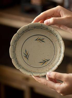 焦糖瓷釉陶壶承TUS青花火手石红釉下彩莲花绘竹影托盘功夫茶具新