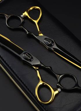 金6.0寸美CM-63812黑色H尔双面剑背发剪刀理发剪平剪刘海剪牙
