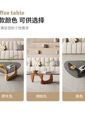 现代客约玻璃面茶几厅家用创MRF意网红橡C胶木茶简桌北欧82M简易