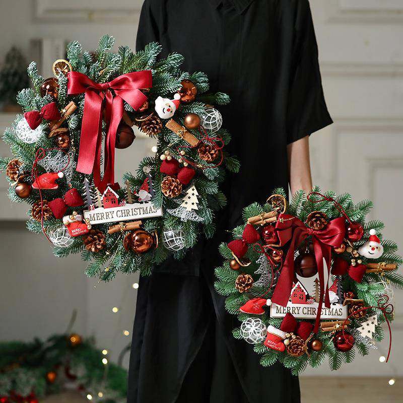圣612诞节饰品景创意圣诞花装环门挂条橱窗氛围藤场布置圣诞树挂