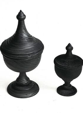 居厂家销售手工制作木品质碳化杯黑色COF金造型家民宿样板间装饰