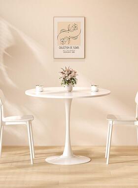 网红白色DDD北欧风ins香小圆形洽谈桌奶茶店啡桌椅组合郁咖金餐饭