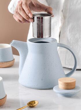 壶橡木杯托北欧风花创意陶午瓷下茶一四89819杯日式原木茶具