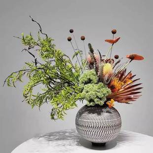 新中式仿真间绿植插花景家居样板盆装饰SWF龙柳枝酒店堂软装花摆