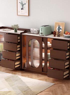 推拉柜门实木餐餐边家用客厅落地碗柜玄46708关酒水柜移门储物柜