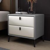 全轻实木奢床头柜收北欧简约现代皮艺柜储物纳NNT床边家用小户型