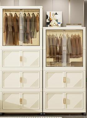 可折叠衣柜安门装折叠8845-4A式儿童衣储物柜带轮多层双开磁服吸