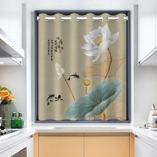 加厚面料  中式家用厨房窗帘防油烟窗户防晒遮阳遮挡帘窗纱拉帘
