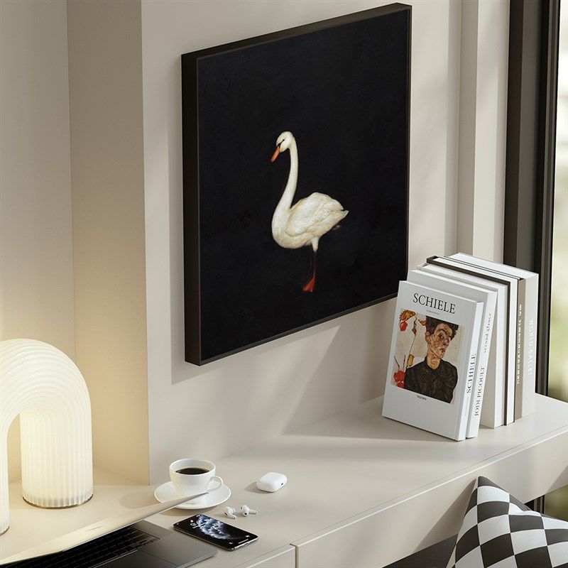 黑白天鹅客厅轻奢高级感装饰画沙发电视柜摆画落地背景墙面壁挂画,家居饰品,现代装饰画,淘宝优惠券,粉丝福利购,淘宝优惠卷