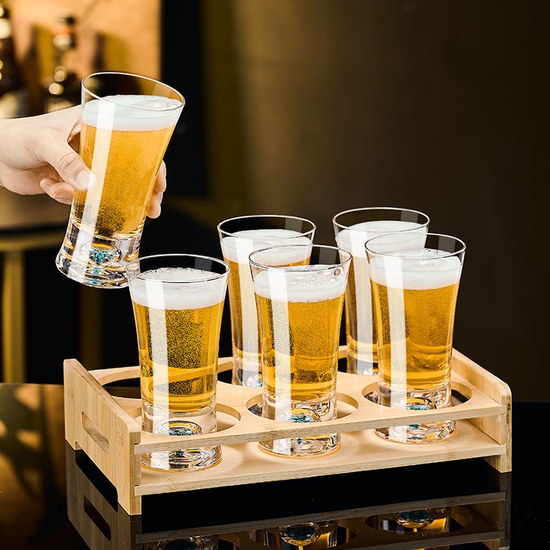 创意金箔水晶玻璃啤酒杯大容量家用高档小麦精酿扎啤杯饮料杯套装