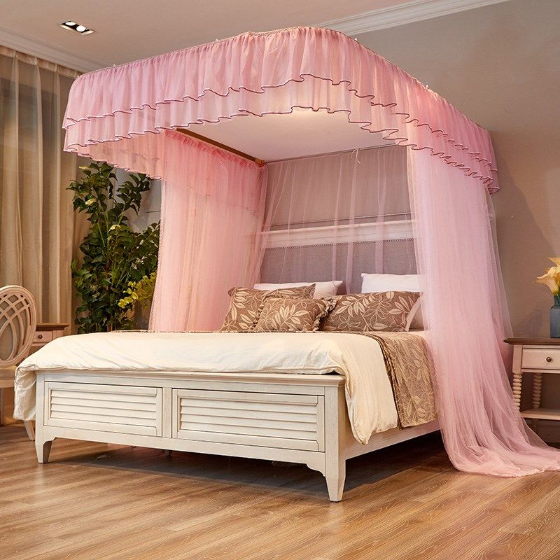 导轨蚊帐U型家用轨道滑轮2022新款高端公主风1.5米1.8m床落地夏天