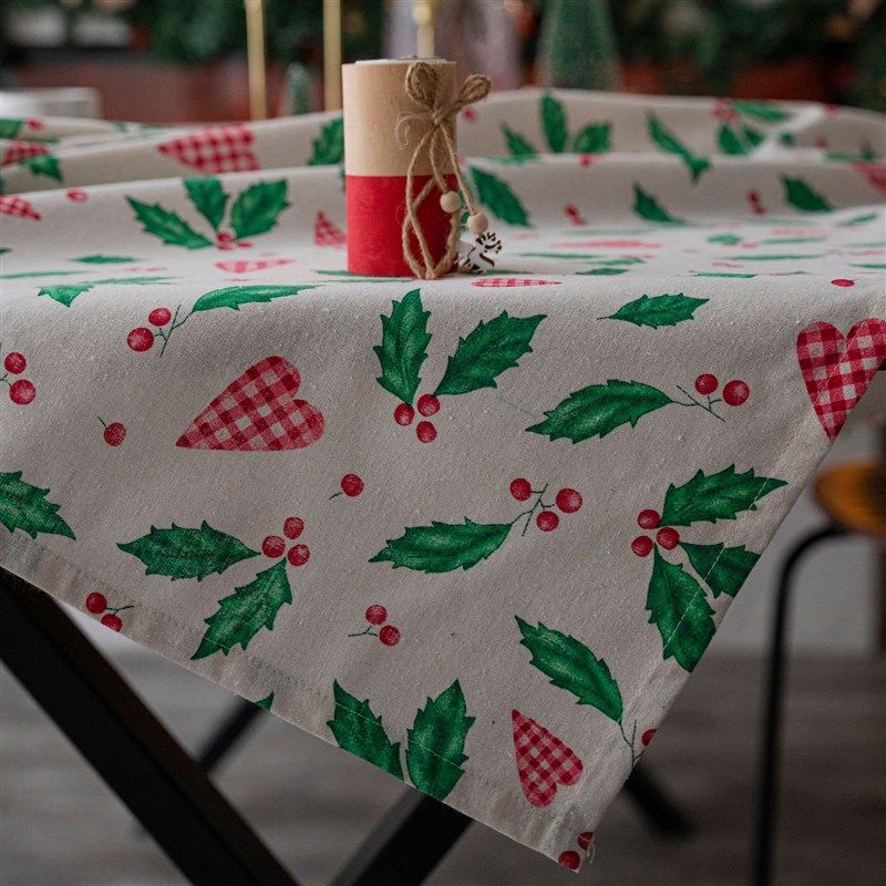 圣诞节桌布红色爱心节日装饰餐桌布美式乡村布艺长方形茶几布盖布,居家布艺,桌布,淘宝优惠券,粉丝福利购,淘宝优惠卷
