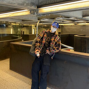 美式学院风格纹衬衫/Temporary Exile临时流放百搭格子撞色上衣