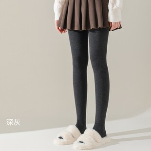 深灰色打底裤女胖mm大码外穿收腹连裤袜加绒不掉档保暖棉裤春秋冬