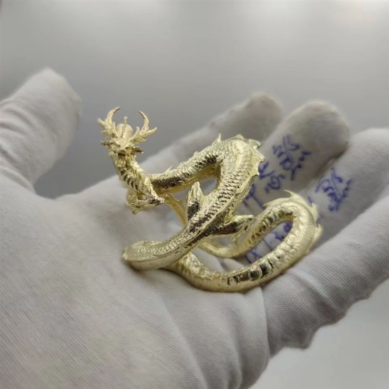 山海经盘龙车内神龙手办龙摆件招财镇宅工艺品铜龙身形摆件高端礼