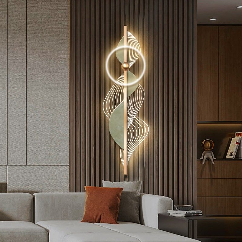 轻奢高级感玄关装饰画客厅电视背景墙格栅壁灯画走廊过道发光挂画