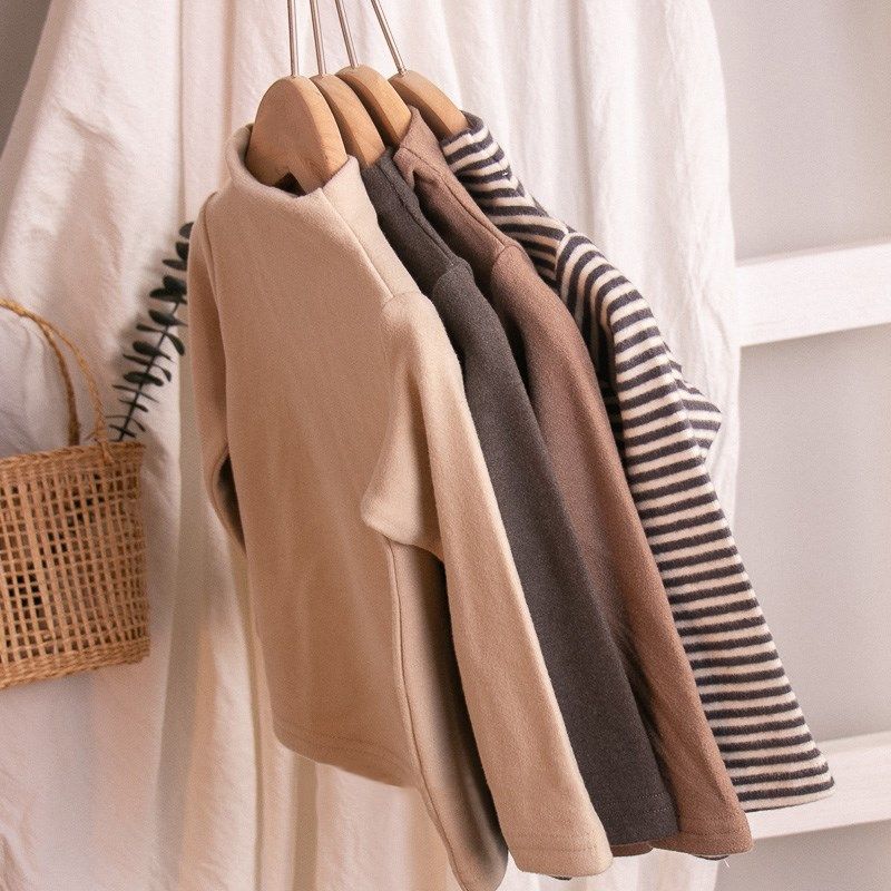 儿童装半高领保暖男童女童德绒打底衫加绒加厚宝宝秋冬装长袖T恤