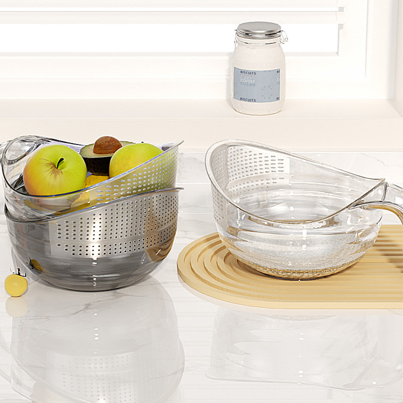 厨房淘米神器家用洗米筛带手柄淘米沥水篮细孔多功能淘菜洗水果盆