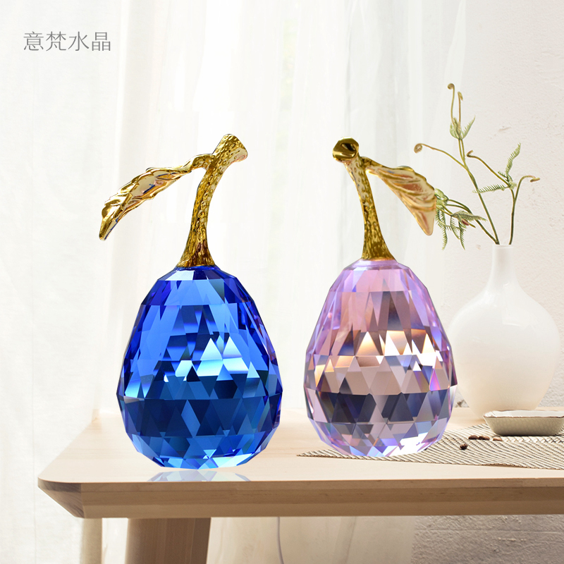 水晶梨家居小摆件简约样板房间书房酒柜桌面装饰品创意装饰小饰品