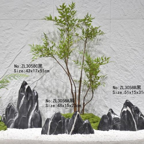 仿真造景石头装饰庭院黑山石绿植造景石