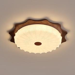 法式 书房餐厅实木吸顶灯 中古风卧室灯具复古主卧房间灯饰设计师款