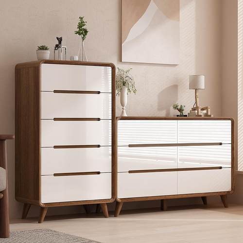 北欧五斗柜卧室收纳柜实木色储物柜客厅五斗橱主卧床尾柜抽屉柜子