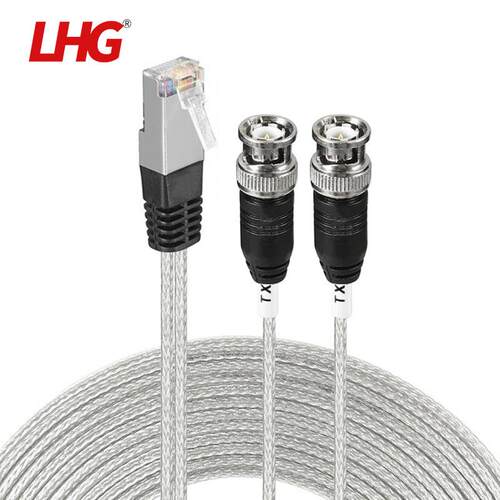 LHGE1线缆RJ45网头转2*BNC两兆头120欧转75ohm平衡与非平衡