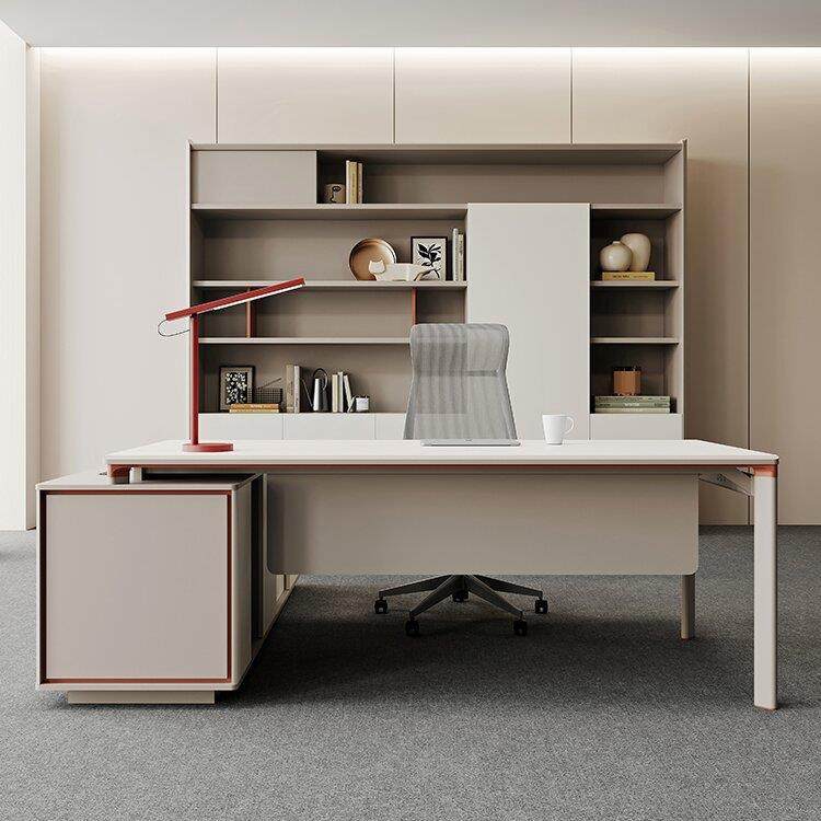 轻奢老板办公桌总经理单人主管桌简约现代办公室家具电脑桌椅组合