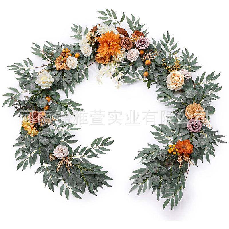 婚礼仿真花尤加利玫瑰桉树花藤条桌椅装饰花条藤条