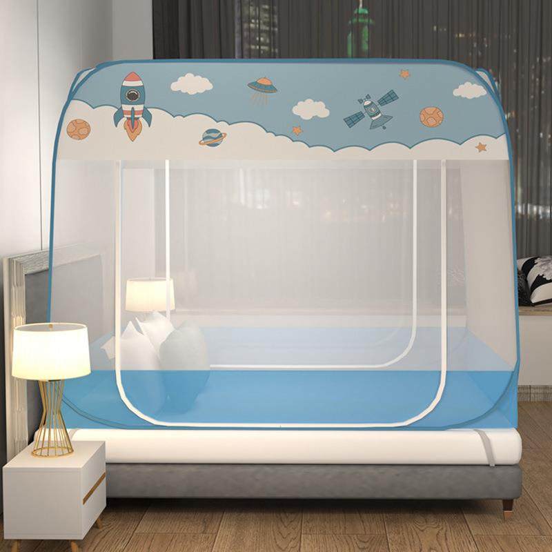 2023新款蒙古包蚊帐免安装双开门拉链方帐加大密封儿童防摔蚊帐