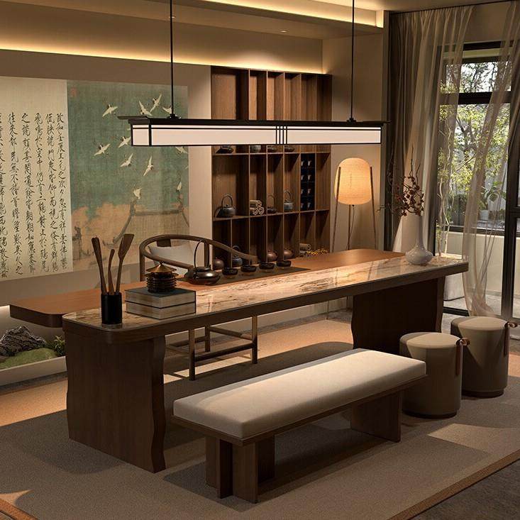 实木茶桌椅组合现代简约一桌五椅茶台家用客厅商业办公室泡茶桌子