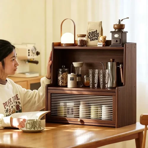 实木桌面防尘茶杯咖啡杯收纳架