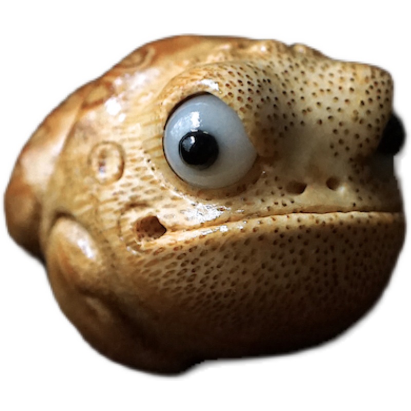 东方大活眼招财纯手工竹根雕刻迷你小金蟾手把件指尖玩物文玩挂件