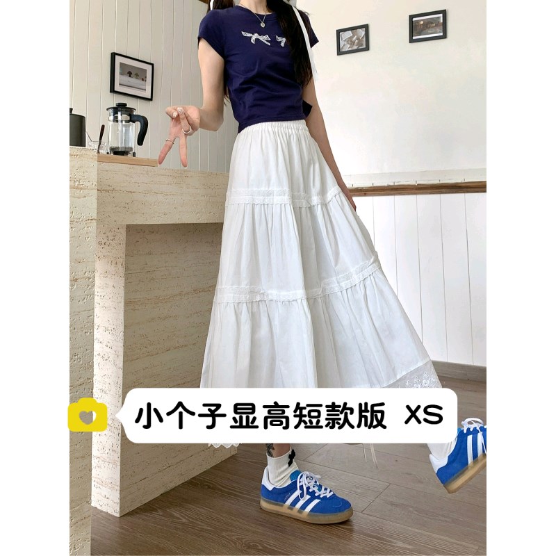 小个子145甜美温柔风蕾丝蛋糕半身裙150高腰甜美中长款a字裙xs女