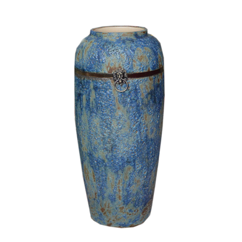 欧式复古落地花瓶粗陶陶罐坛子土陶瓷客厅干花插花花盆高花瓶摆件