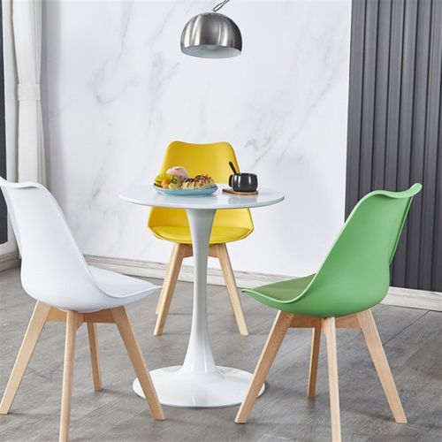北欧实木洽谈接待咖啡桌白色阳台小圆桌家用餐桌椅