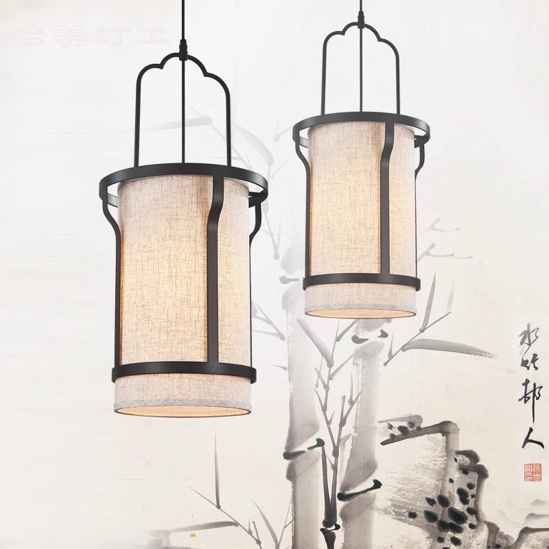 新中式吊灯侘寂风餐饮大厅卡座吧台过道灯设计师款民宿灯具定制