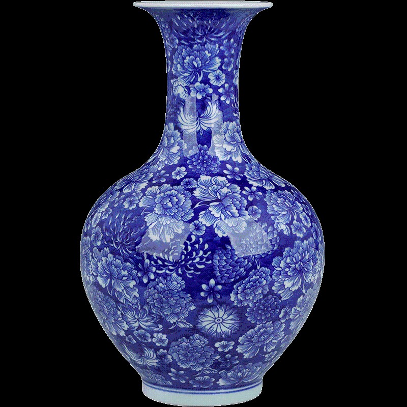 景德镇陶瓷复古青花瓷花瓶摆件客厅装饰中式插花瓷瓶博古架小摆设