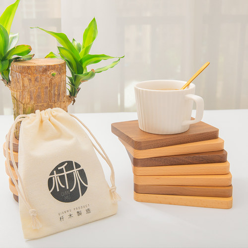 黑胡桃实木杯垫日式桌面北欧简洁咖啡垫家用木质马克杯餐桌隔热垫