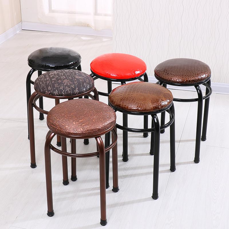 软面皮凳 布面圆凳子 铁腿三脚凳 简约小凳子 四腿方凳子实木加粗