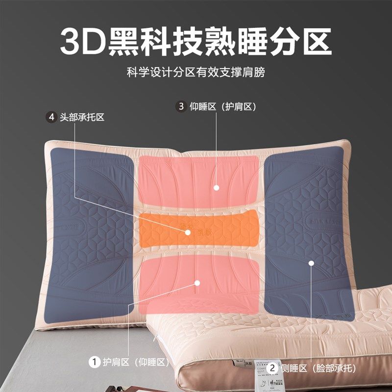 泰国天然乳胶蚕丝枕头柔软丝滑单人护颈椎助睡眠枕芯不塌陷不变形,床上用品,乳胶枕,淘宝优惠券,粉丝福利购,淘宝优惠卷