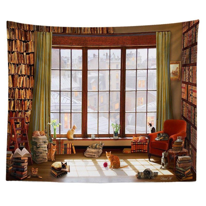 复古阳台窗户大背景布床头客厅卧室猫挂毯墙壁装饰挂布宿舍布置,居家布艺,挂毯/壁毯,淘宝优惠券,粉丝福利购,淘宝优惠卷
