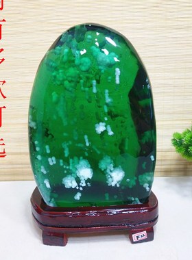 天然水晶精品琉璃美轮美奂晶莹剔透奇石观赏石绿色石头摆件收藏