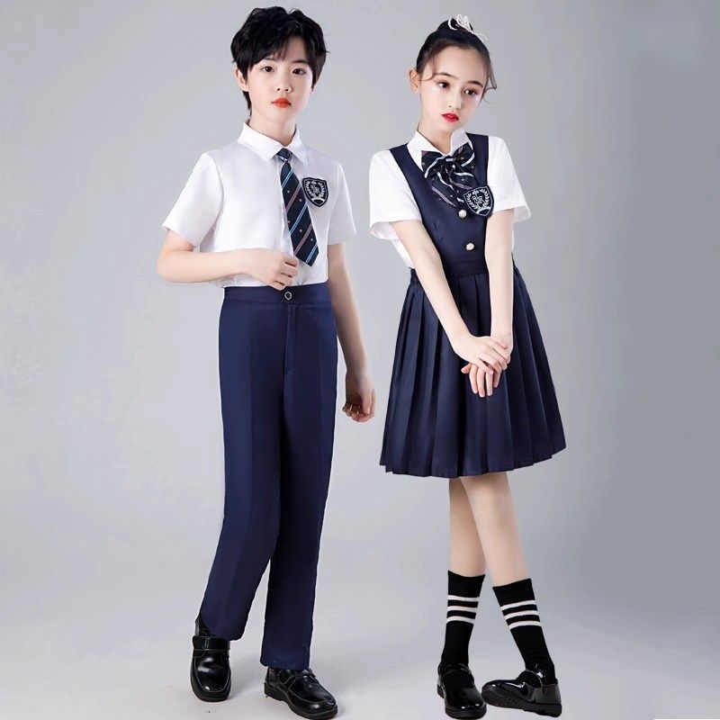 儿童诗歌朗诵演出服中小学生校服大合唱比赛表演服马甲款礼服套装