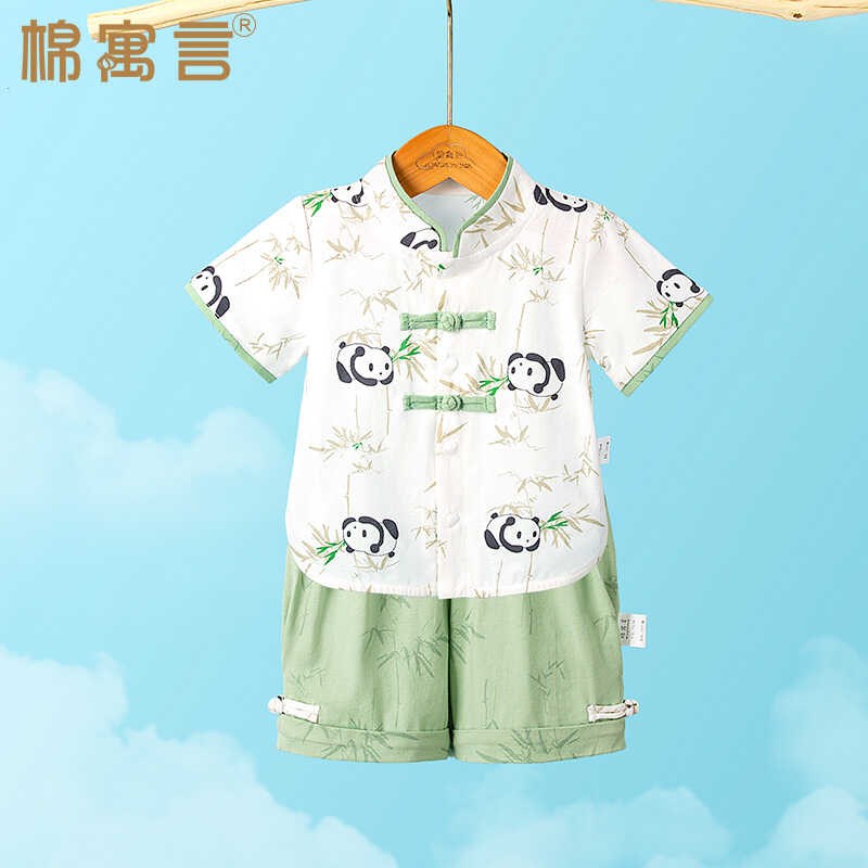 男宝宝套装婴儿夏季国风分体衣服纯棉唐装儿童新中式短袖短裤夏装